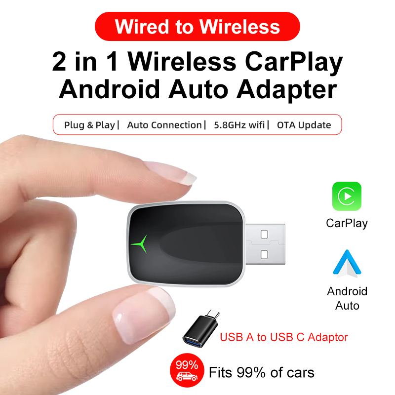 Smartwatch Universal - 2026 Neuer Kabelloser CarPlay-Adapter 2-in-1 Kabelgebunden
