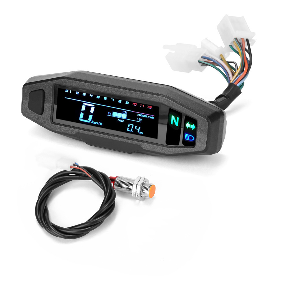 Smartwatch Universal - Universelles digitales Motorradmessgerät mit LCD-Tachometer, Kilometerzähler,