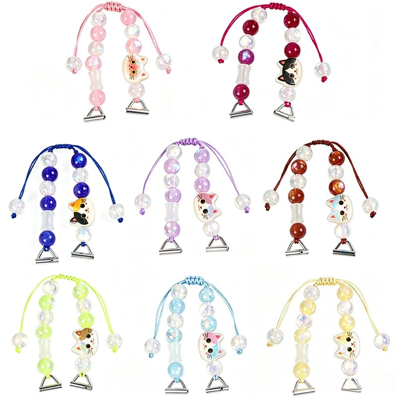 Smart Watch Accessories - Macaron Perlen-Smartwatch-Armband Cartoon-Katzen-Gewebtes Band Universelles Ersatzarmband